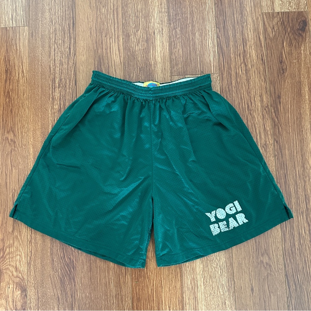 Vintage Hanna Barber Yogi Bear Green Mesh Mens Large Shorts